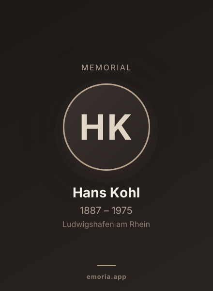 Memorial portrait of Hans Kohl