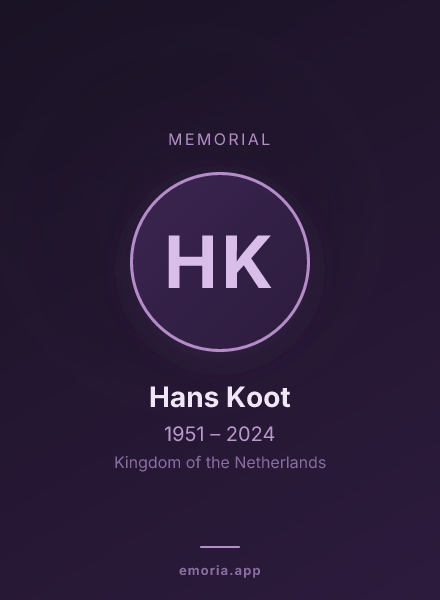 Memorial portrait of Hans Koot