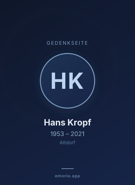 Gedenkportrait von Hans Kropf