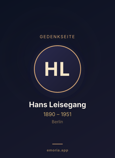 Gedenkportrait von Hans Leisegang