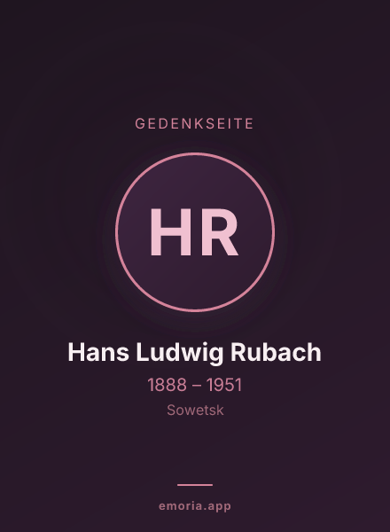 Gedenkportrait von Hans Ludwig Rubach