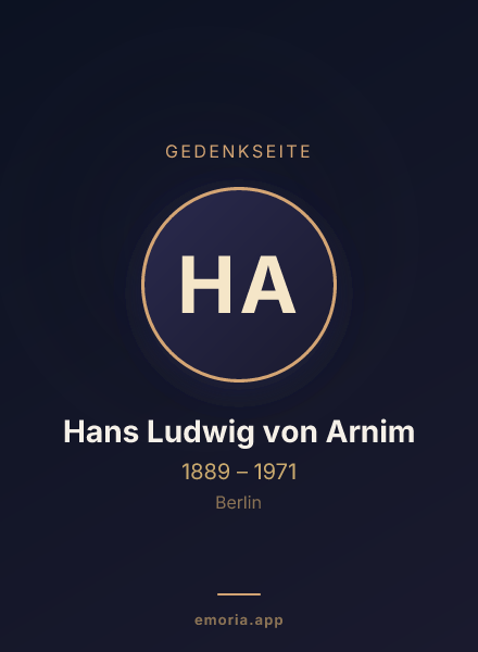 Gedenkportrait von Hans Ludwig von Arnim
