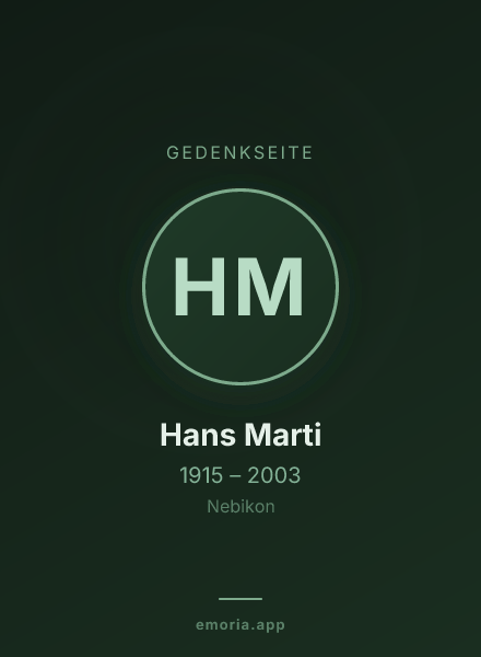 Gedenkportrait von Hans Marti