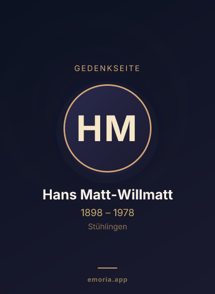 Gedenkportrait von Hans Matt-Willmatt