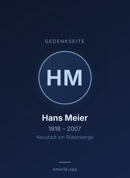Gedenkportrait von Hans Meier