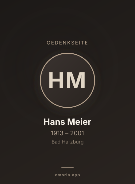 Gedenkportrait von Hans Meier