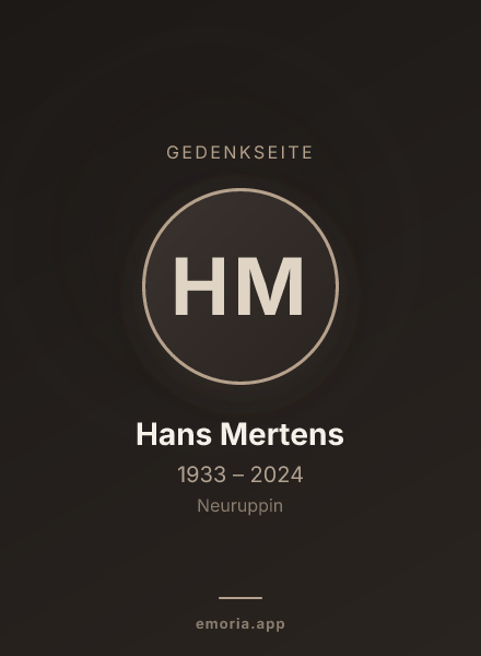 Gedenkportrait von Hans Mertens