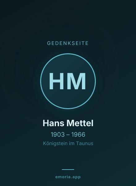 Gedenkportrait von Hans Mettel
