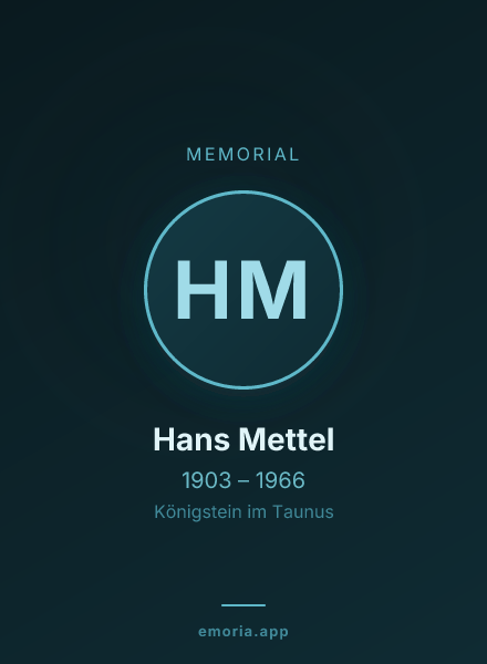 Memorial portrait of Hans Mettel