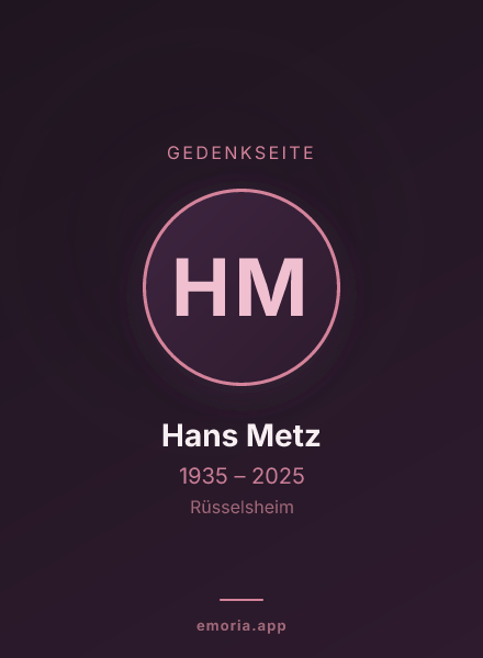 Gedenkportrait von Hans Metz