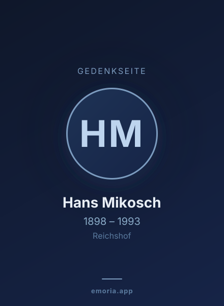 Gedenkportrait von Hans Mikosch