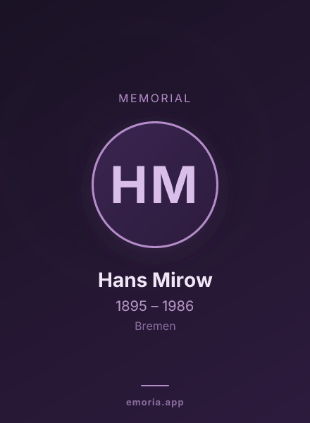 Memorial portrait of Hans Mirow
