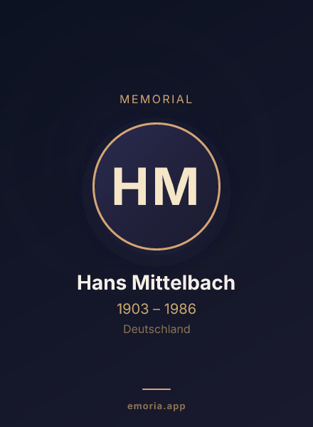 Memorial portrait of Hans Mittelbach