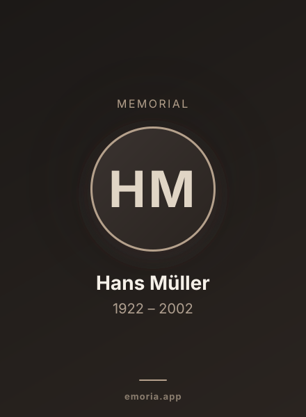 Memorial portrait of Hans Müller