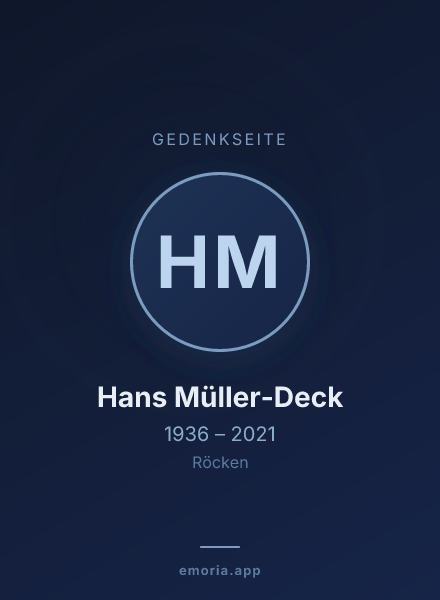 Gedenkportrait von Hans Müller-Deck