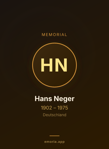 Memorial portrait of Hans Neger