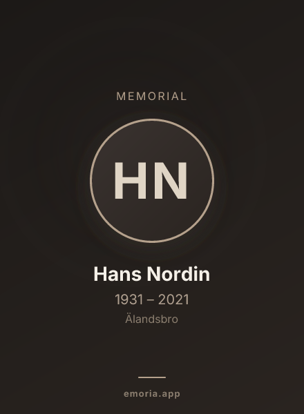 Memorial portrait of Hans Nordin