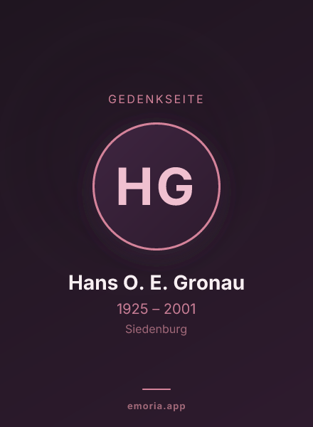 Gedenkportrait von Hans O. E. Gronau