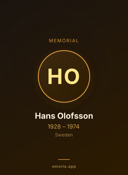 Memorial portrait of Hans Olofsson