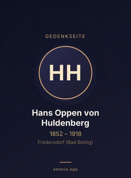 Gedenkportrait von Hans Oppen von Huldenberg