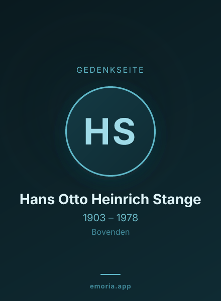 Gedenkportrait von Hans Otto Heinrich Stange