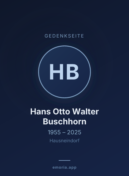 Gedenkportrait von Hans Otto Walter Buschhorn