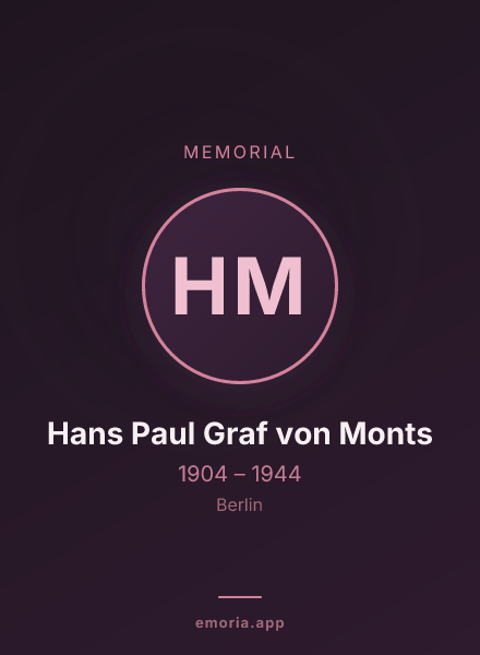 Memorial portrait of Hans Paul Graf von Monts