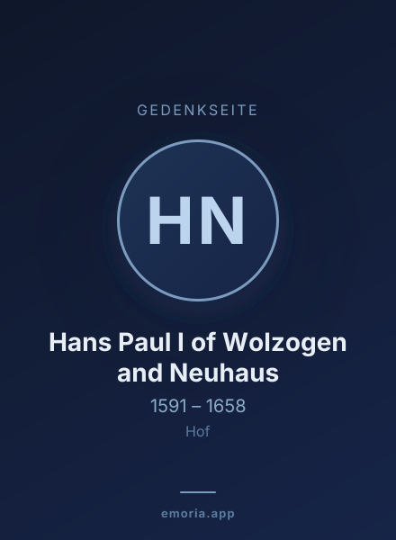 Gedenkportrait von Hans Paul I of Wolzogen and Neuhaus