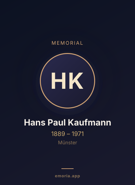 Memorial portrait of Hans Paul Kaufmann