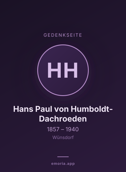 Gedenkportrait von Hans Paul von Humboldt-Dachroeden