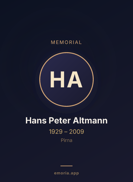 Memorial portrait of Hans Peter Altmann