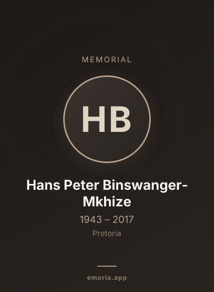 Memorial portrait of Hans Peter Binswanger-Mkhize