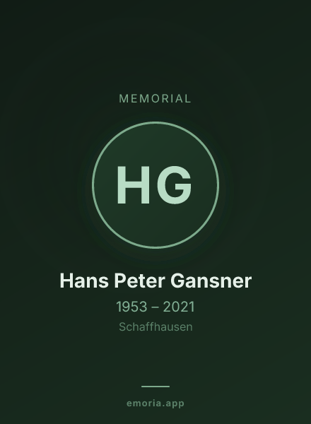 Memorial portrait of Hans Peter Gansner