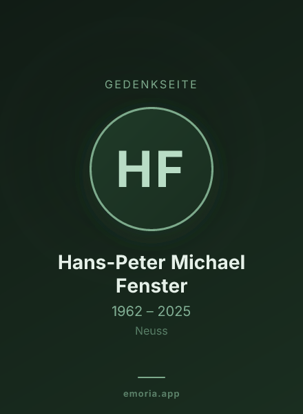 Gedenkportrait von Hans-Peter Michael Fenster