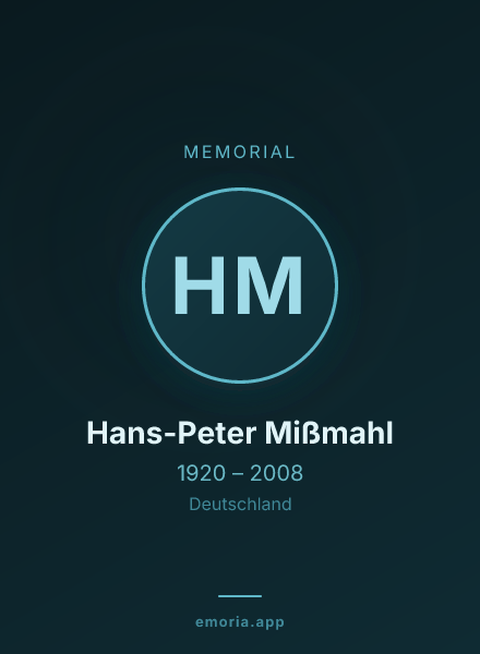 Memorial portrait of Hans-Peter Mißmahl
