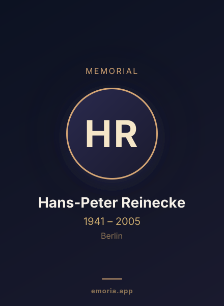 Memorial portrait of Hans-Peter Reinecke