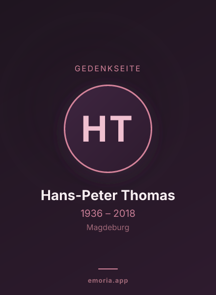 Gedenkportrait von Hans-Peter Thomas