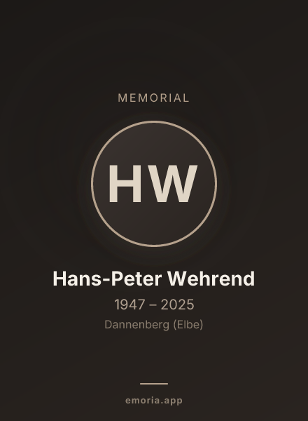 Memorial portrait of Hans-Peter Wehrend