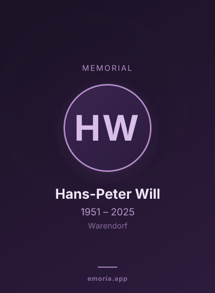 Memorial portrait of Hans-Peter Will