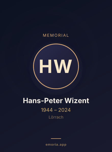 Memorial portrait of Hans-Peter Wizent