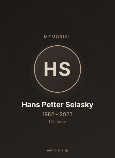 Memorial portrait of Hans Petter Selasky