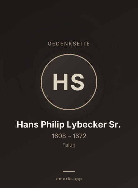 Gedenkportrait von Hans Philip Lybecker Sr.