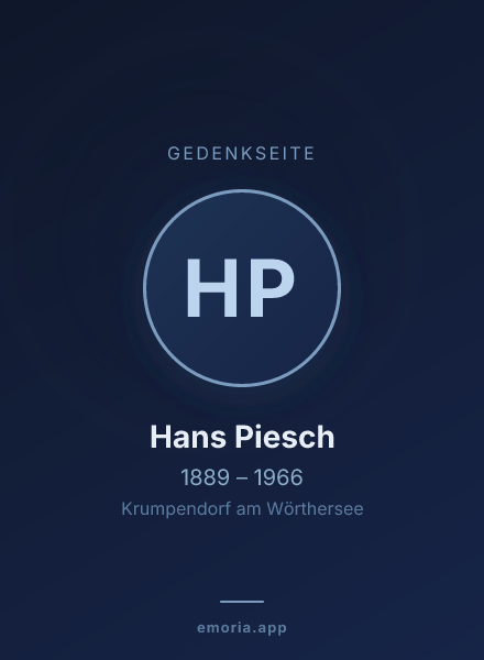 Gedenkportrait von Hans Piesch