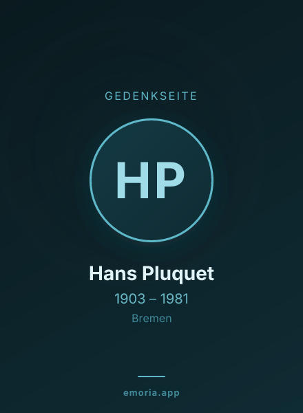 Gedenkportrait von Hans Pluquet