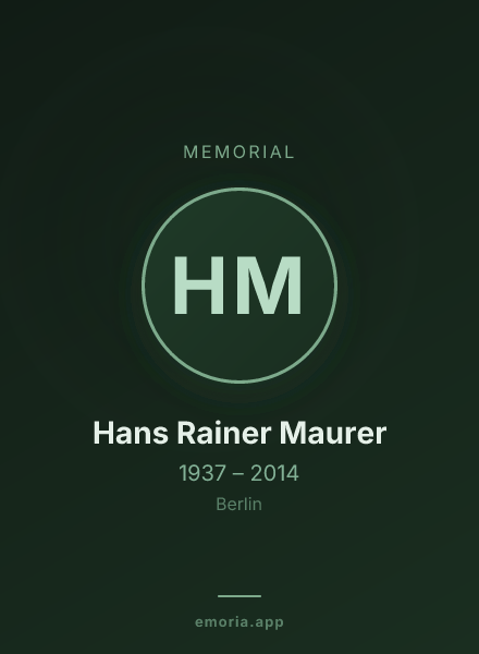 Memorial portrait of Hans Rainer Maurer