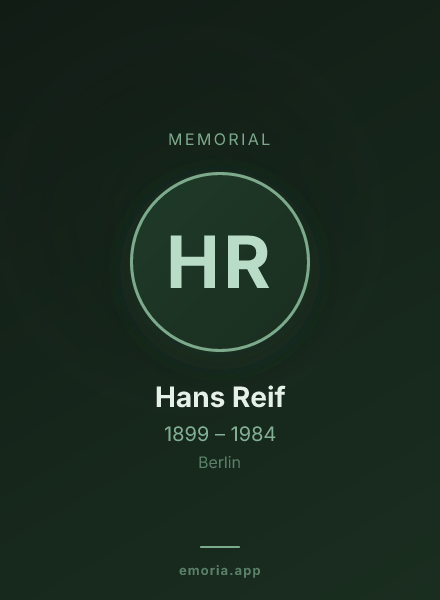 Memorial portrait of Hans Reif
