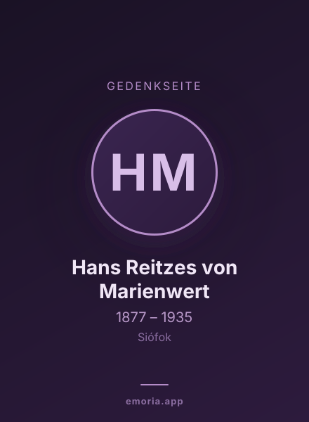 Gedenkportrait von Hans Reitzes von Marienwert