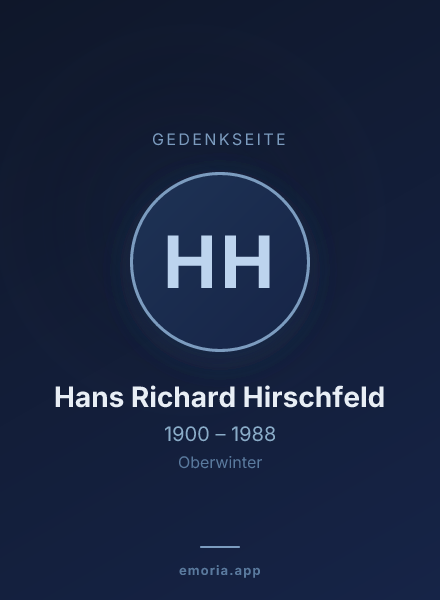 Gedenkportrait von Hans Richard Hirschfeld