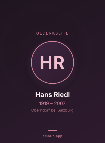 Gedenkportrait von Hans Riedl