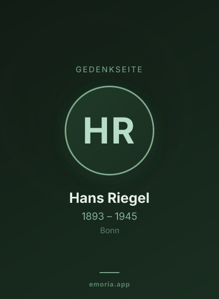 Gedenkportrait von Hans Riegel